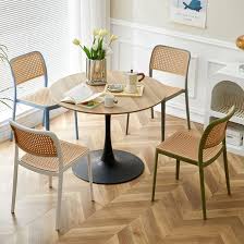 	Creative Modern Cane Dining Chair with Armrests